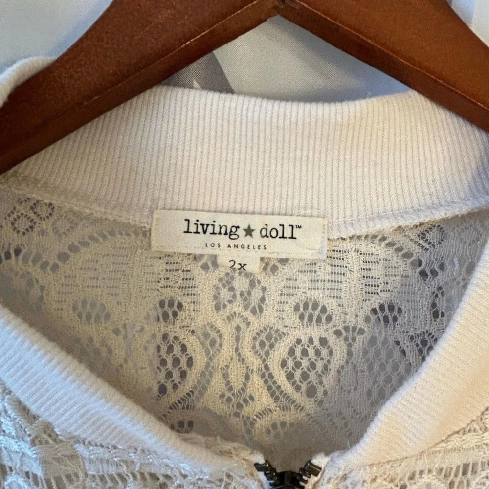 Living Doll Ivory Lace Zip Up Jacket